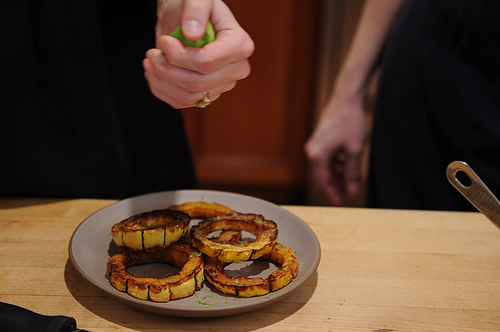 Crispy Delicata Rings with Currant, Fennel & Apple Relish