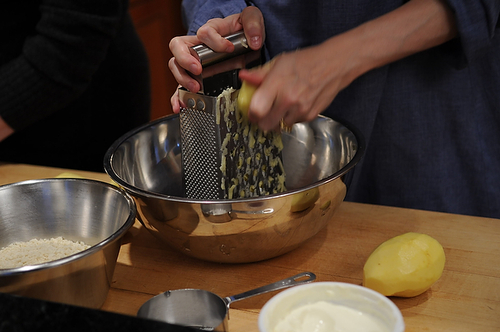 Golden Panko Latkes with Sour Cream and Chives