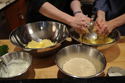 Golden Panko Latkes with Sour Cream and Chives