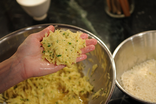 Golden Panko Latkes with Sour Cream and Chives