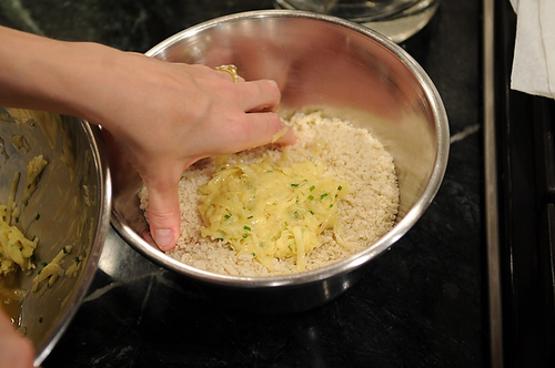 Golden Panko Latkes with Sour Cream and Chives