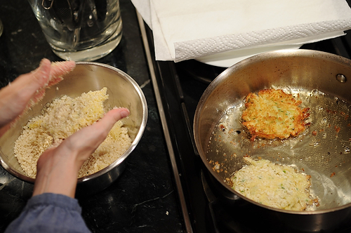 Golden Panko Latkes with Sour Cream and Chives