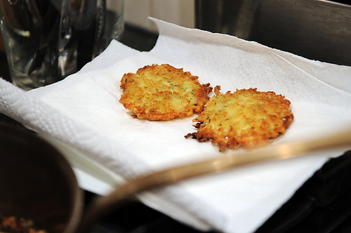 Golden Panko Latkes with Sour Cream and Chives