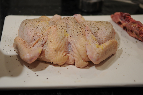 Spatchcocked and Braise-Roasted Chicken