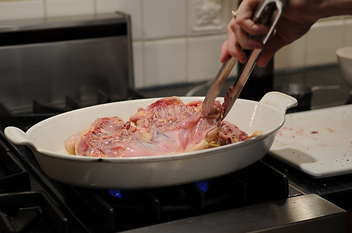 Spatchcocked and Braise-Roasted Chicken