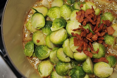 Glazed Brussels Sprouts and Apples in Browned Butter and Cream 