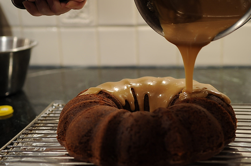 Applesauce Cake with Caramel Glaze