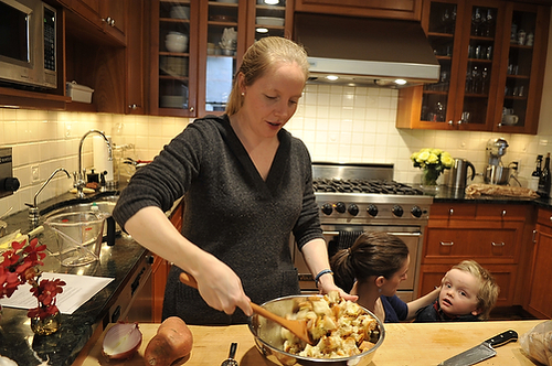 Ciabatta Stuffing with Chorizo, Sweet Potato, and Mushrooms