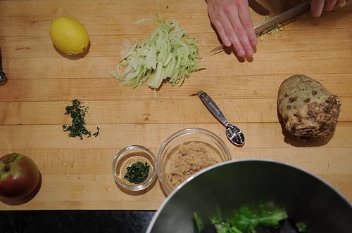 Not-Too-Virtuous Salad with Caramelized Apple Vinaigrette