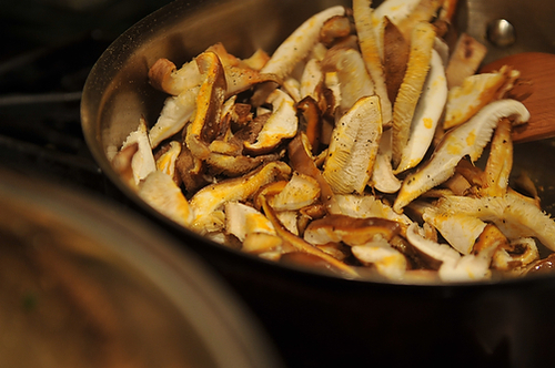 Ciabatta Stuffing with Chorizo, Sweet Potato, and Mushrooms