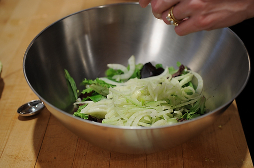 Not-Too-Virtuous Salad with Caramelized Apple Vinaigrette