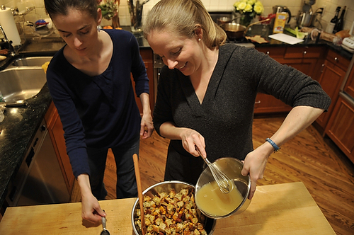 Ciabatta Stuffing with Chorizo, Sweet Potato, and Mushrooms