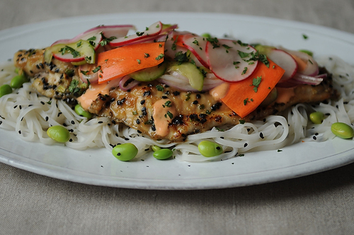 Vietnamese-Inspired Sweet & Spicy Catfish with Pickled Vegetables 