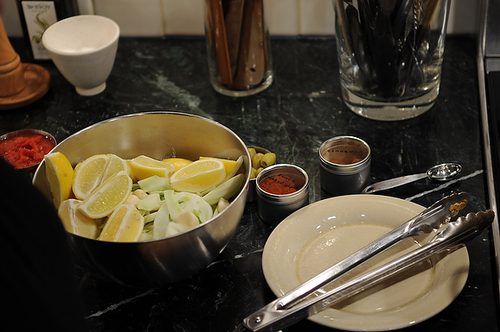 Chicken that Fancies Itself Spanish with Lemons, Onions & Olives