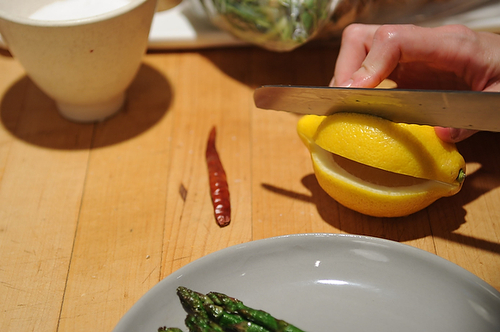 Asparagus with Shallots, Chiles, and Lemon