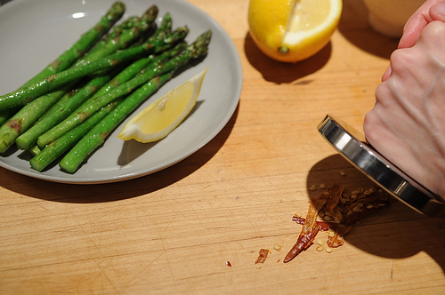 Asparagus with Shallots, Chiles, and Lemon
