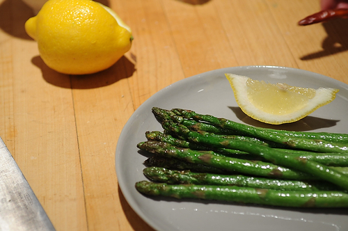 Asparagus with Shallots, Chiles, and Lemon