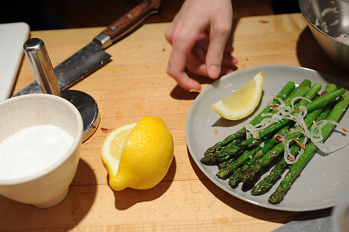 Asparagus with Shallots, Chiles, and Lemon