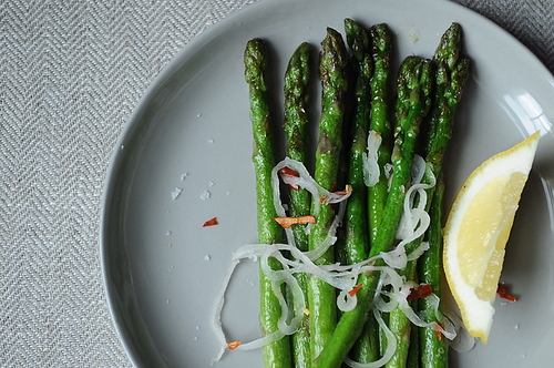 Asparagus with Shallots, Chiles, and Lemon