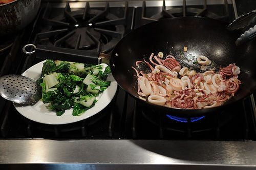 Quick Wok-Fired Squid with Greens