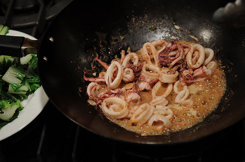 Quick Wok-Fired Squid with Greens