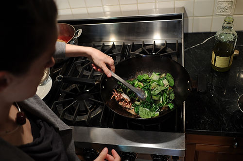 Quick Wok-Fired Squid with Greens