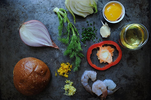 Shrimp Burgers with Roasted Garlic-Orange Aioli
