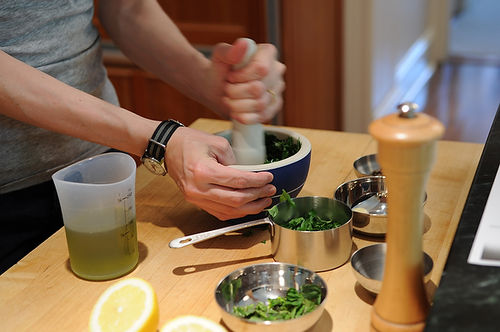 Summer Squash Gratin with Salsa Verde and Gruyere