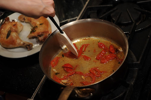 Chicken Under a Brick with Pickled Peppers