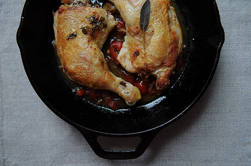 Chicken Under a Brick with Pickled Peppers