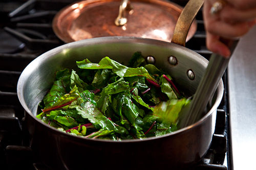 Warm Beet Greens with Sour Cream Dressing