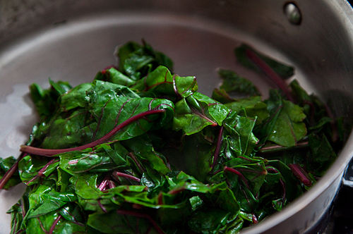 Warm Beet Greens with Sour Cream Dressing