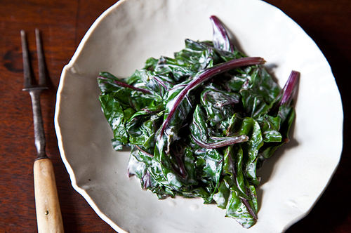 Warm Beet Greens with Sour Cream Dressing