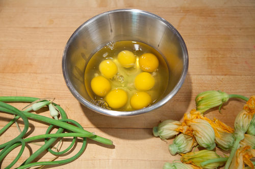 Squash Blossom and Garlic Frittata