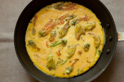 Squash Blossom and Garlic Frittata