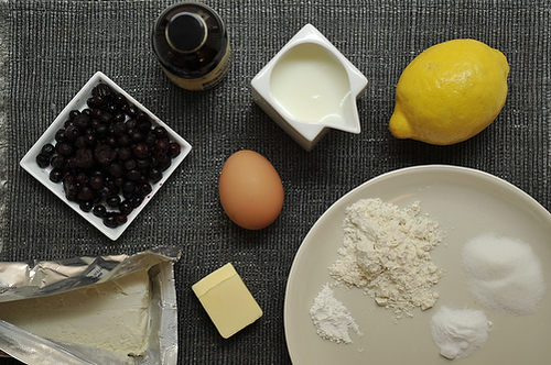 Lemony Cream Cheese Pancakes with Blueberries