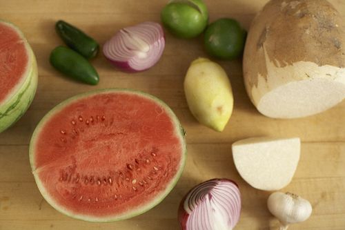 Braised Pork Belly Tacos with Watermelon, Jicama & Jalapeño Salsa
