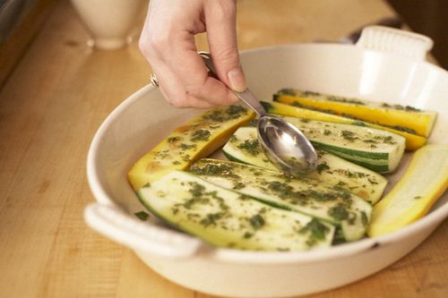 Roasted Zucchini with Chili-Mint Vinaigrette