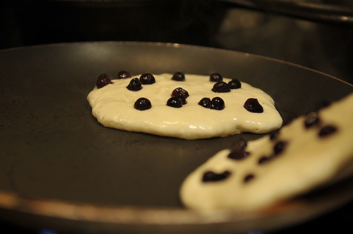 Lemony Cream Cheese Pancakes with Blueberries