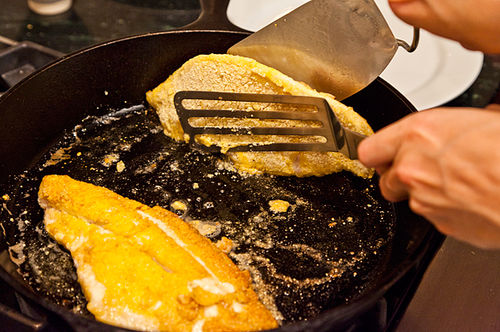 Cherry Tomato Tequila Butter Salsa with Fried Fish