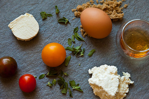 Baked Ricotta and Goat Cheese with Candied Tomatoes