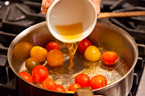Baked Ricotta and Goat Cheese with Candied Tomatoes