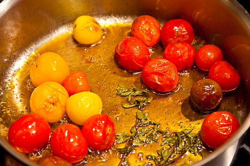 Baked Ricotta and Goat Cheese with Candied Tomatoes