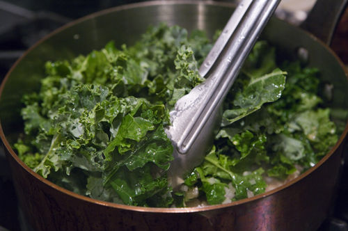 Kale with Pancetta, Cream and Toasted Rosemary Walnuts