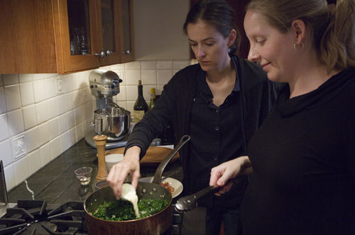 Kale with Pancetta, Cream and Toasted Rosemary Walnuts