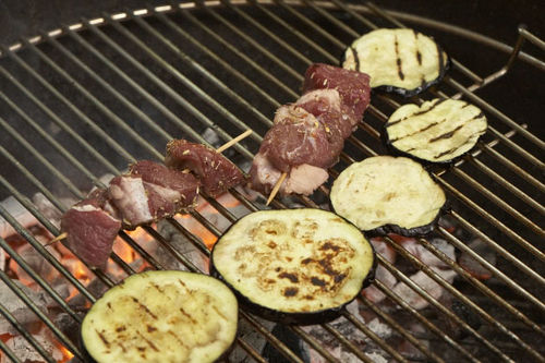 Grilled Lamb with Eggplant, Mint, and Feta