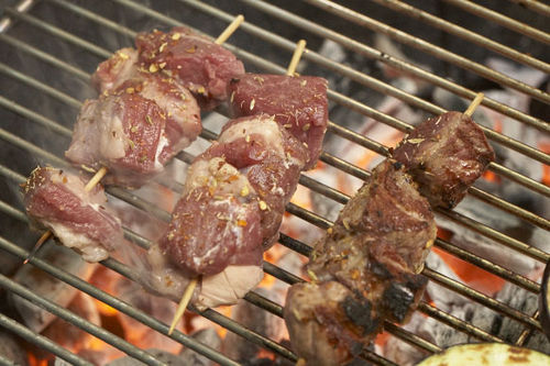 Grilled Lamb with Eggplant, Mint, and Feta
