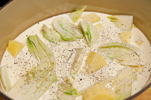 Crispy Cream-Braised Potatoes and Fennel
