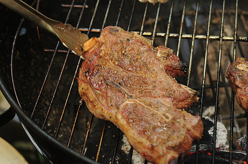 Grilled Blade Chops over Greek Salad