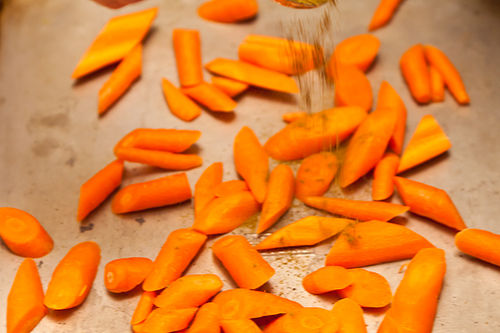 Roasted Carrot Harissa and Crème Fraiche Crostini